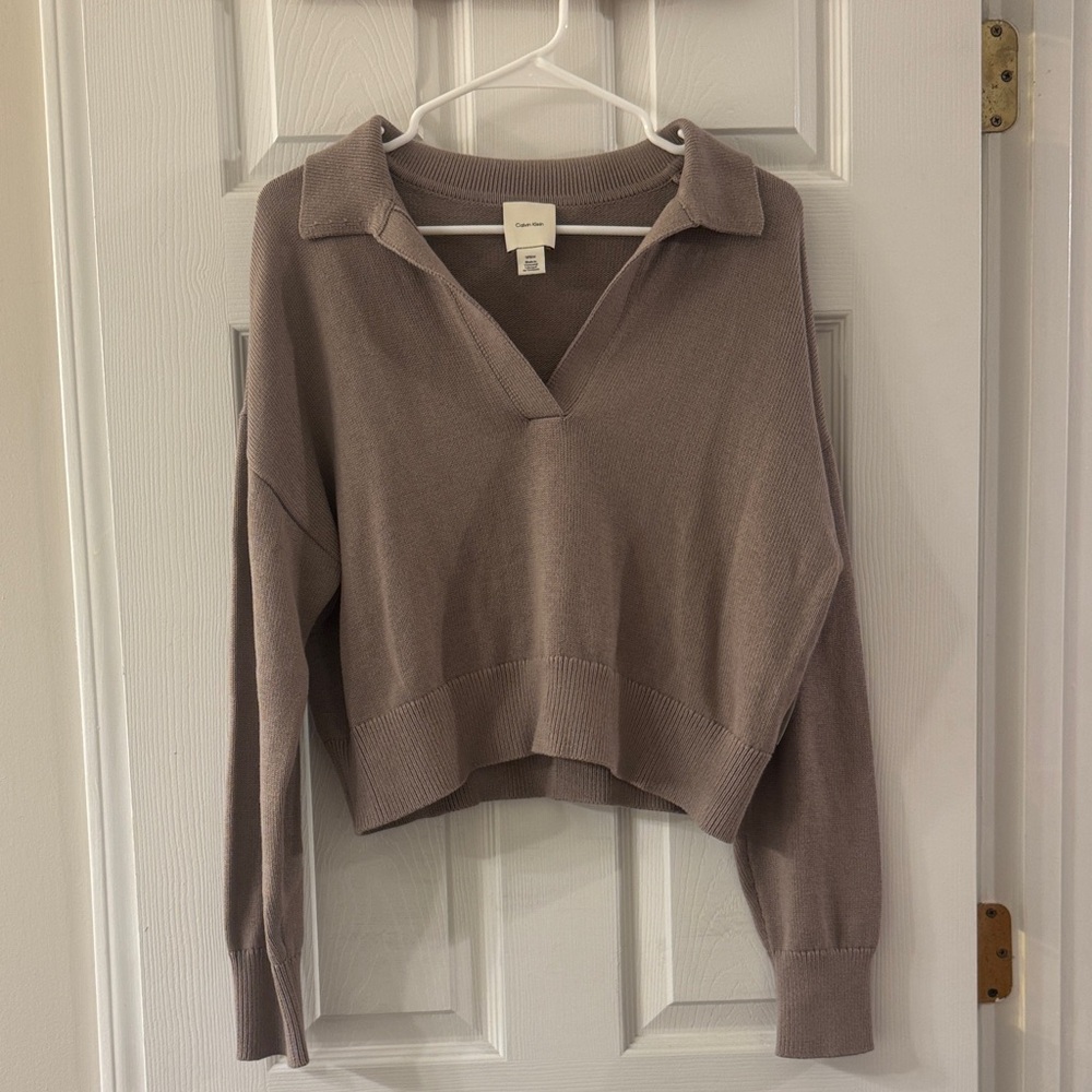 Calvin Klein Tan V-Neck Sweater